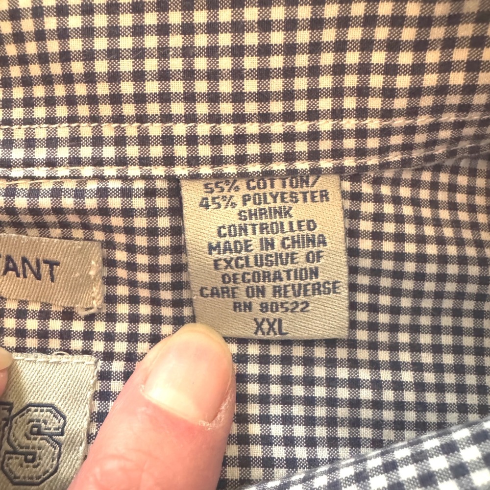 Campus Specialties Navy Blue Gingham Button Down Shirt Mens XXL - Picture 6 of 12